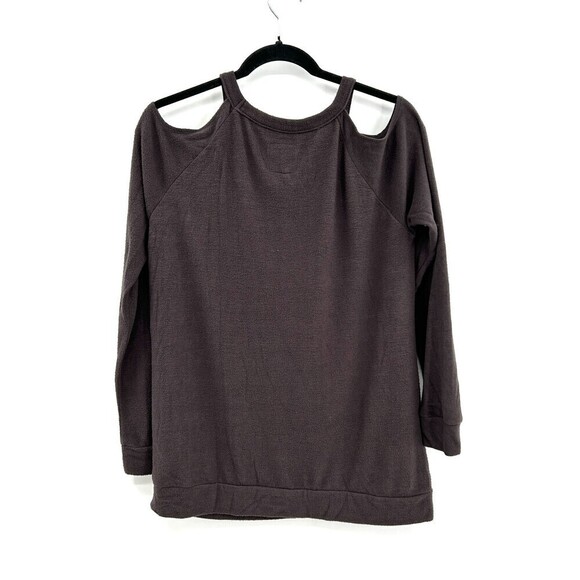 NWT CHASER Gray Super Soft Raglan Cold Shoulder Sweatshirt Size Medium - Picture 2 of 3